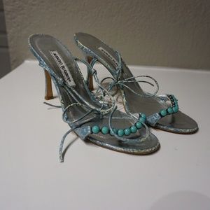 Manolo Blahnik 38.5 Lace Up Heels